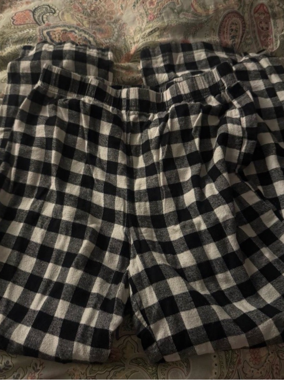 Women’s Black and White Plaid Cotton Shorts
